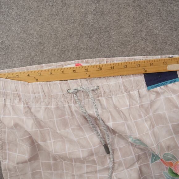 Vintage Summer Board Shorts Mens Large Blue Swim Surf Drawstring Print New - Picture 8 of 14